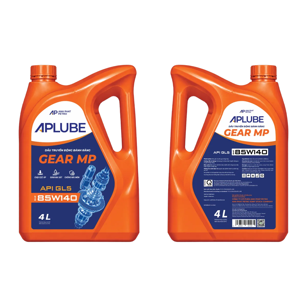 APLUBE GEAR MP GL-5 85W-140 – 4L - Ảnh 2
